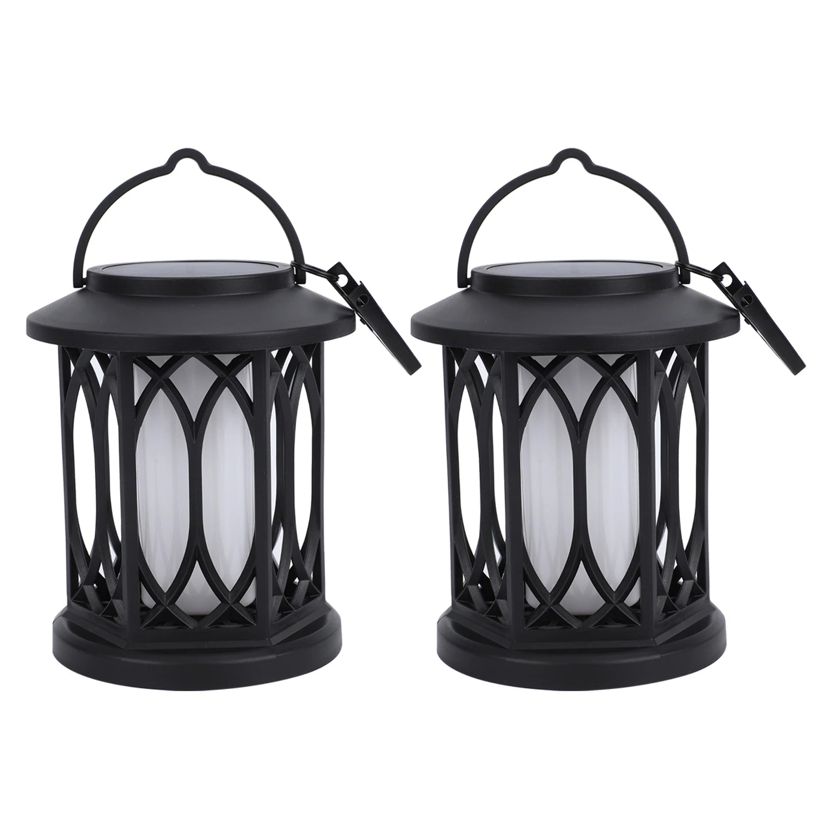 2 Pack Solar Hanging Lights, Outdoor Solar Lantern with Flickering Flame Effect, Monocrystalline Solar Panel, IP65 Weatherproof Peaceful Pleasures Health and Wellness