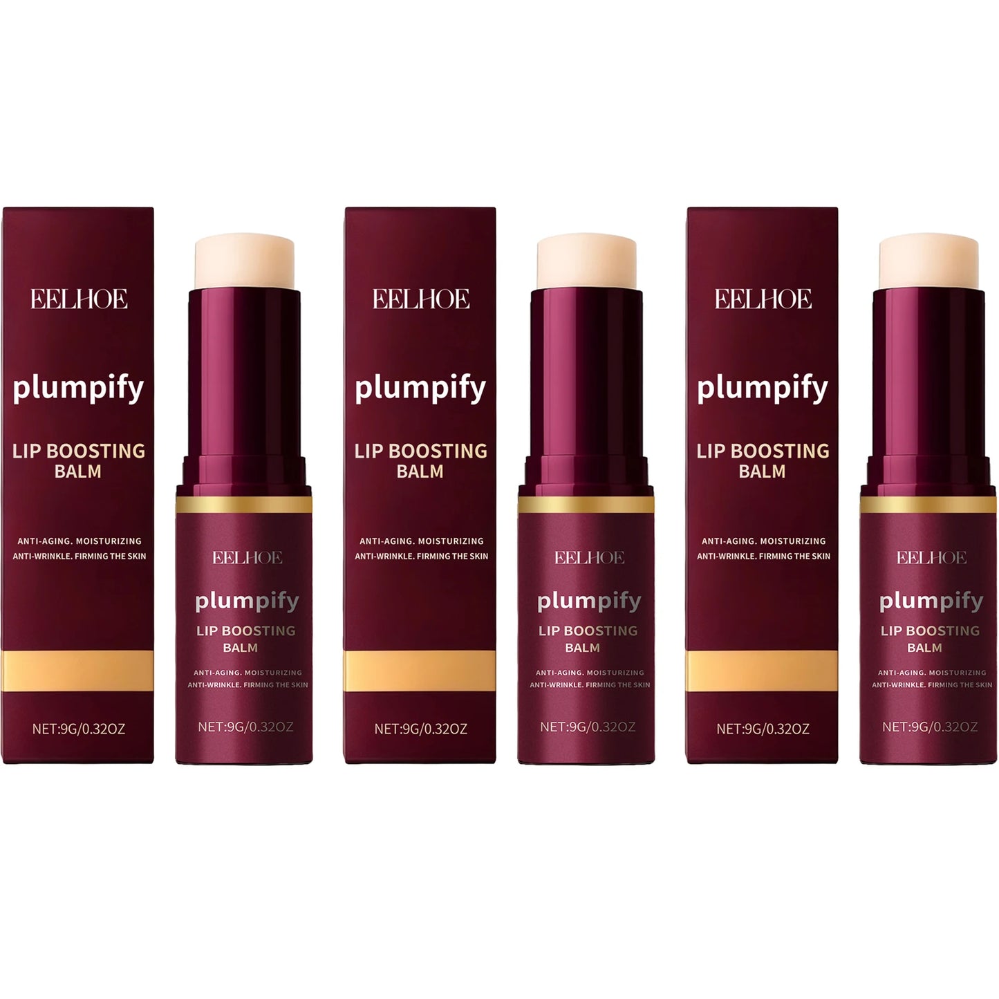 Lip Boosting Balm Moisturizing Softening Lips Reducing Fine Lines Enhance Lip Gloss Non Sticky Texture Daily Care Plump Lipstick Peaceful Pleasures Health and Wellness 3 X 9g Boxed