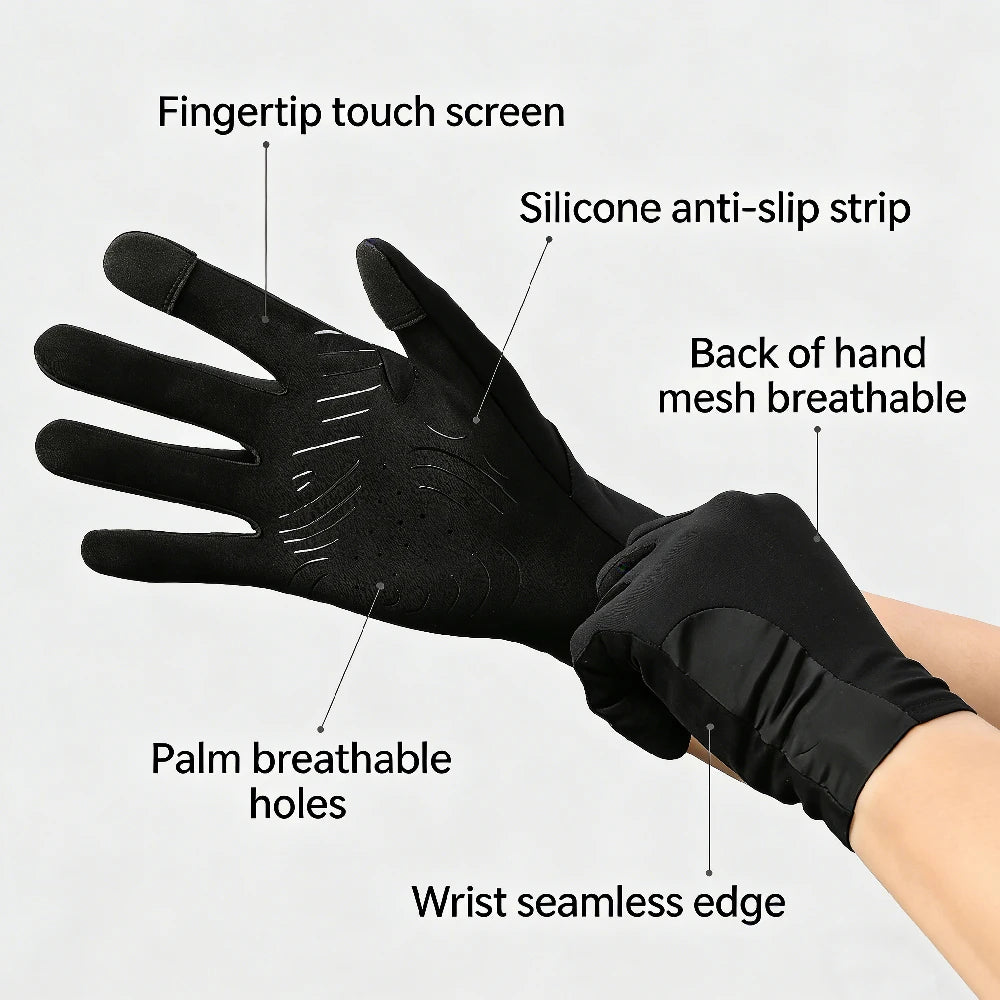 1Pair Breathable SBR Anti-Slip Cycling Gloves Full Finger Touch Screen Thin Summer Bike Gloves for Men Women Mountain Bicycle Peaceful Pleasures Health and Wellness