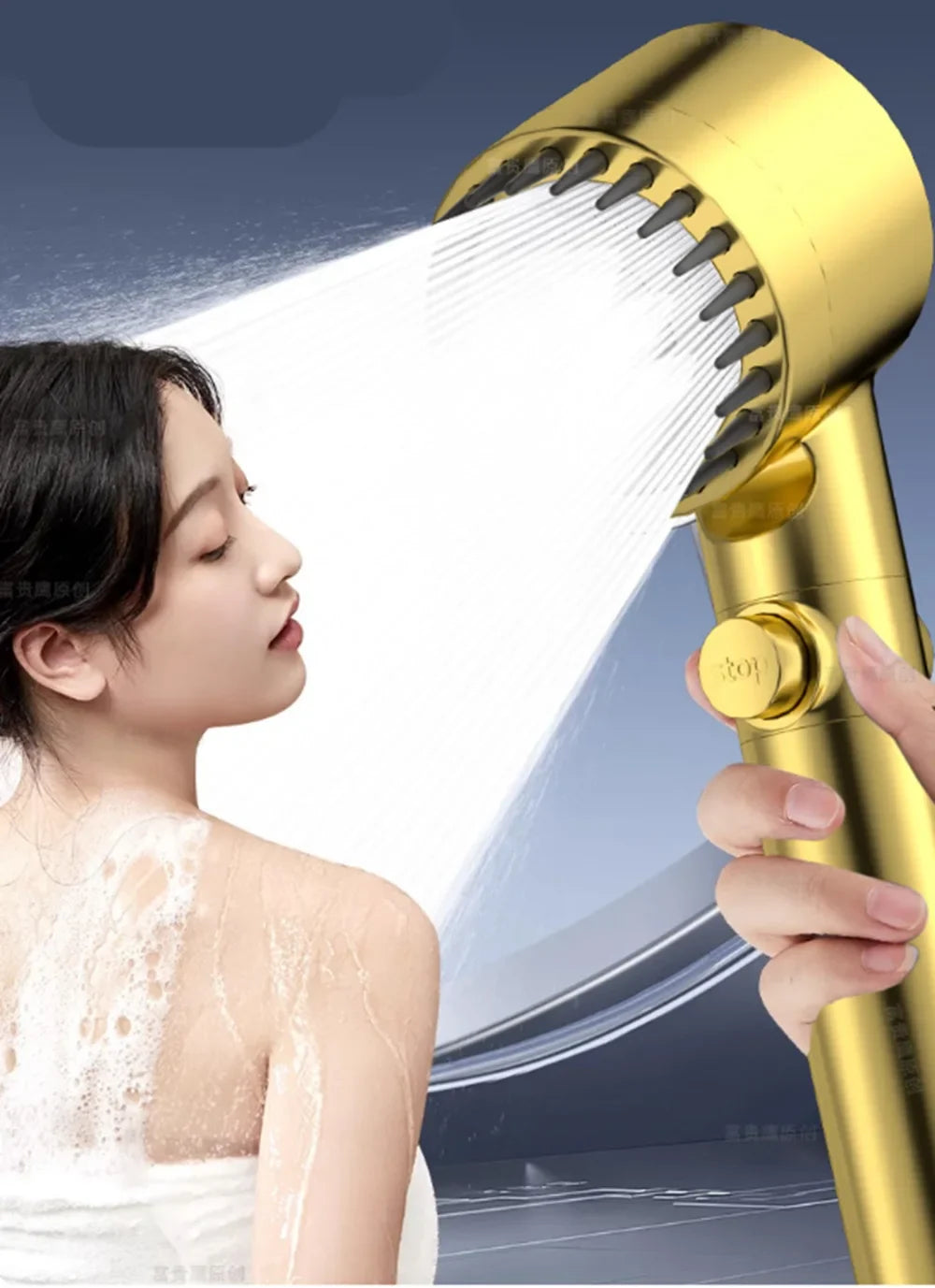 3-Mode High-Pressure Filtered Handheld Shower Head & Massage Brush