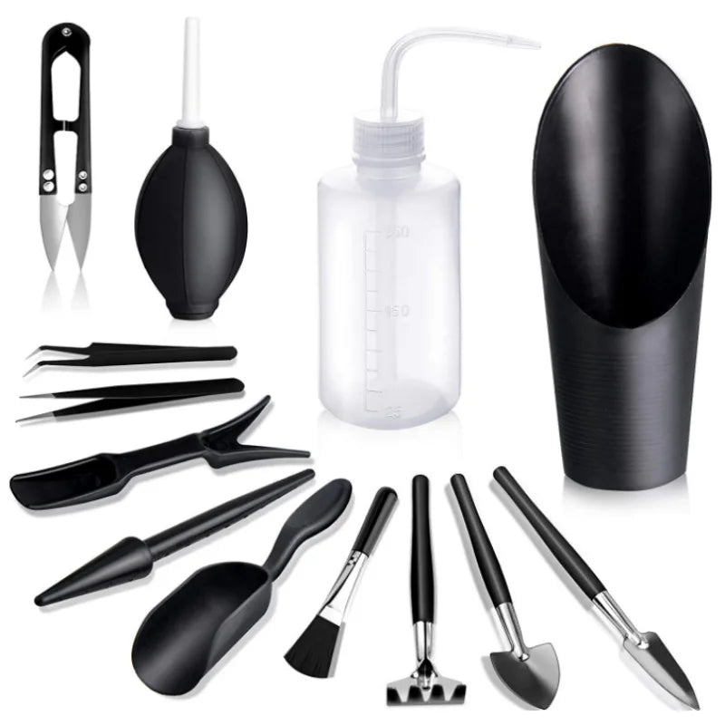 Black series succulent plant tools gardening tool set, indoor planting pot transfer gardening set Peaceful Pleasures Health and Wellness 13PCS