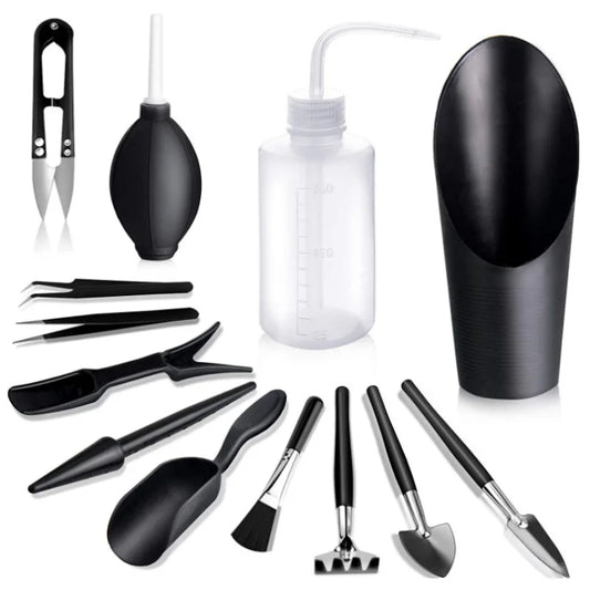 Black series succulent plant tools gardening tool set, indoor planting pot transfer gardening set Peaceful Pleasures Health and Wellness 13PCS