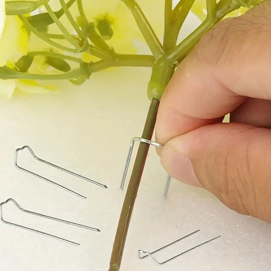 100 Green U-shaped Flower Pins 1 8-inch Stainless Steel Handicraft Peaceful Pleasures Health and Wellness