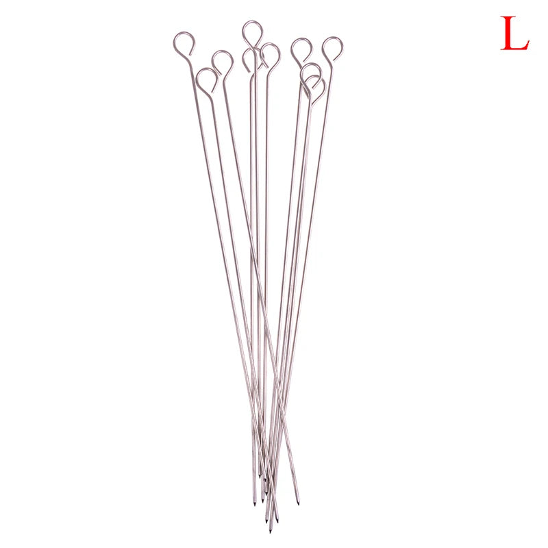 10-Pack Stainless Steel BBQ Skewers – Round Roasting Needles