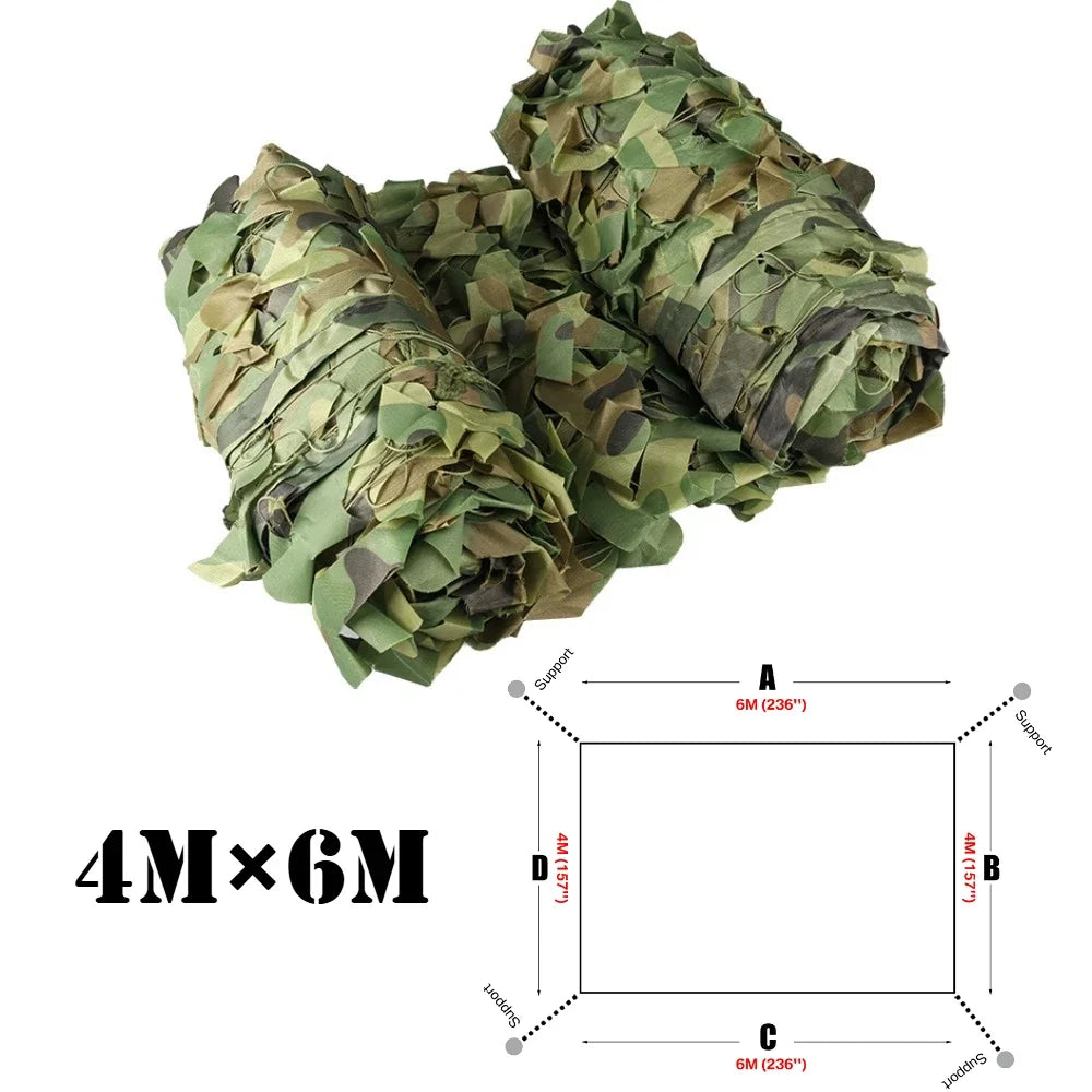 Camouflage Netting Outdoor Camping Sunshade Mesh Camo Net for Garden Buildings Fencing Trellis Covers Privacy Cloth Sun Shelter Peaceful Pleasures Health and Wellness 4Mx6M Woodland