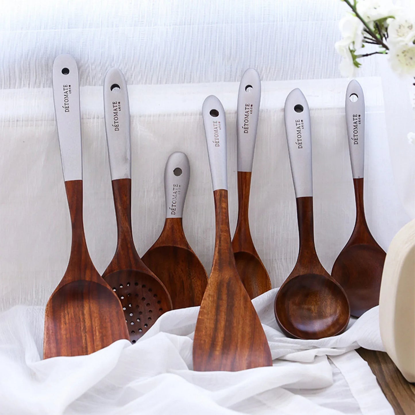 Teak Wood Kitchen Utensil Set – Eco-Friendly Cooking Spoons