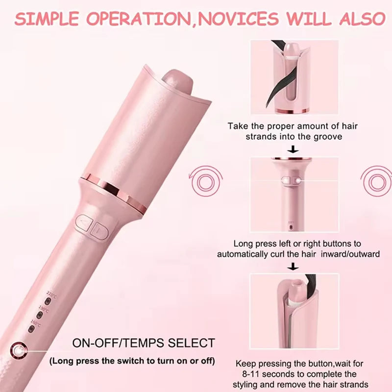 Auto-Rotating Tourmaline Ceramic Hair Curler | Fast Heating Auto-Rotating Curling Iron Peaceful Pleasures Health and Wellness