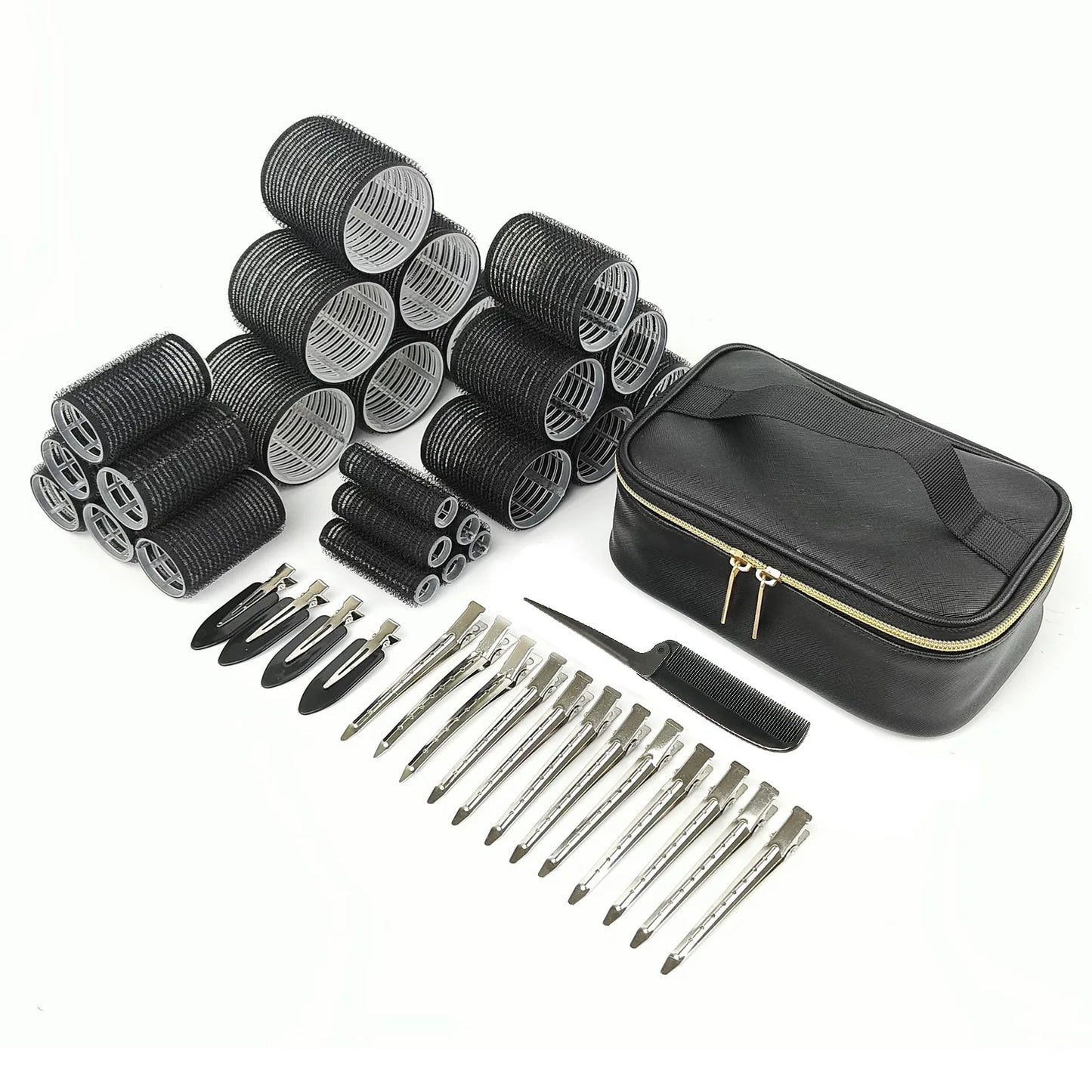Air Bangs Curling Tube Large Cosmetic Bag Curler Set Bangs Curling Hair Diva Peaceful Pleasures Health and Wellness Black Model 4