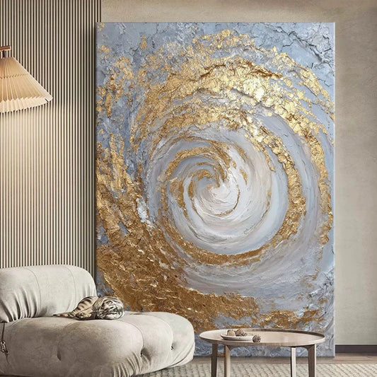Nordic Hand Painted Canvas Oil Painting Abstract Gold Foil Poster Wall Art Picture Home Decor Hanging Mural For Living Room Peaceful Pleasures Health and Wellness