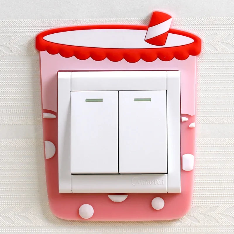 1pcs Children Bedroom Switch Stickers Home Decoration Luminous Silicone Switch Covers Kawaii Cartoon Animals Switch 3D Stickers Peaceful Pleasures Health and Wellness type9
