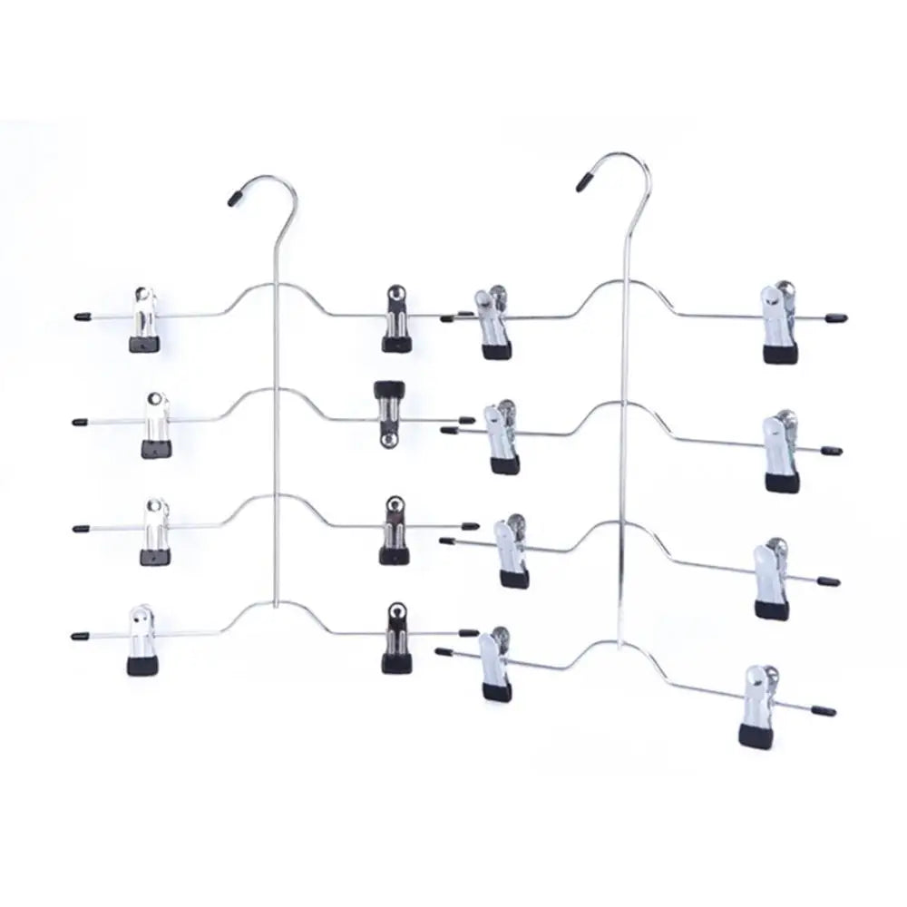 4-Layer Stainless Steel Pants & Skirt Hanger with Sliding Clips