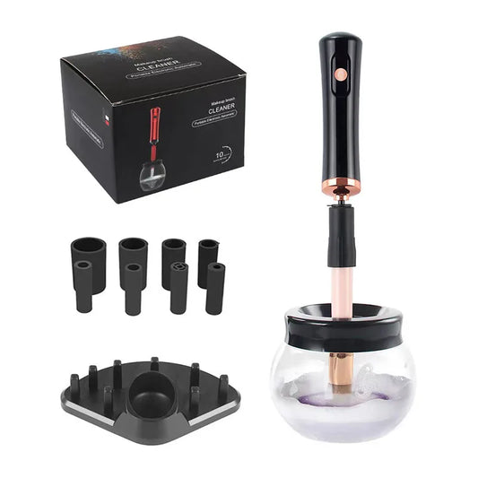 Makeup brush cleaning and drying machine, electric cosmetic automatic brush rotator, with 8 sizes of rubber collar, can be clean Peaceful Pleasures Health and Wellness