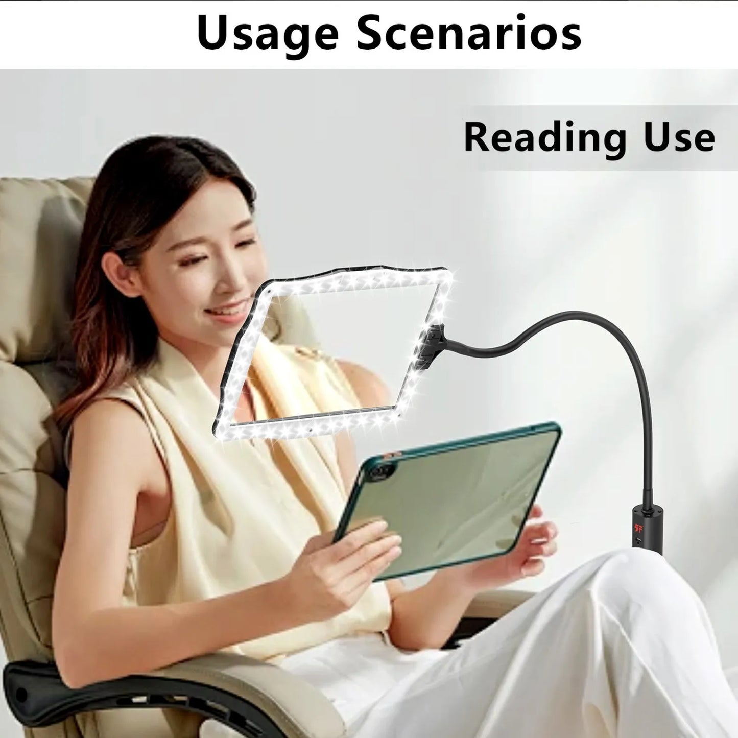 Desktop Magnifying Glass with Light, Portable, Foldable, Identification, and Ground Mounted Magnifying Glass Peaceful Pleasures Health and Wellness 8079-5