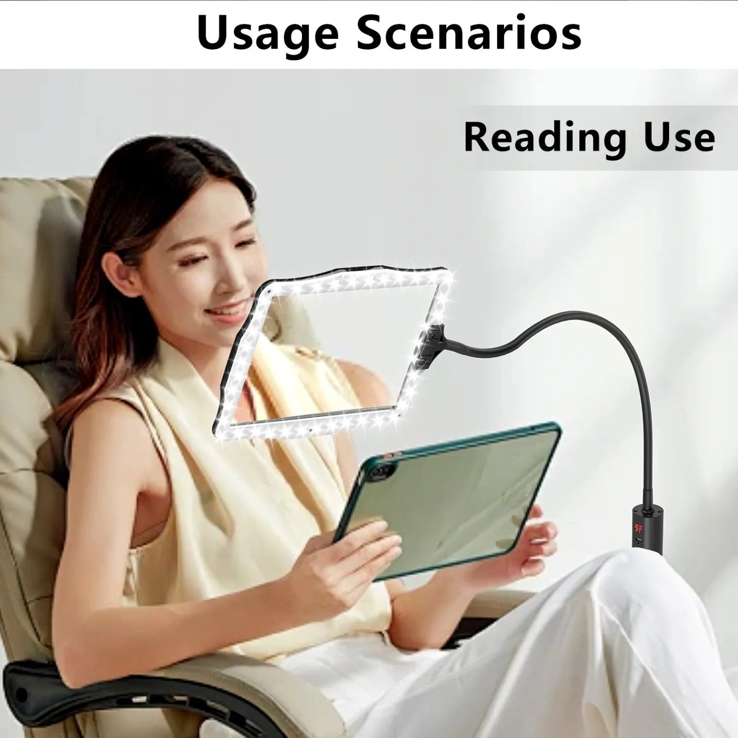 Desktop Magnifying Glass with Light, Portable, Foldable, Identification, and Ground Mounted Magnifying Glass Peaceful Pleasures Health and Wellness 8079-5