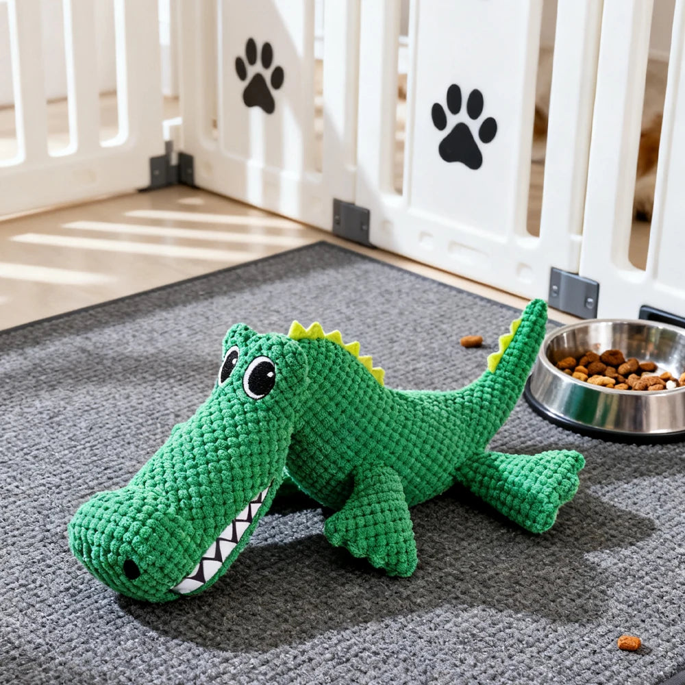 Squeaky Dinosaur Plush Dog Toy – Durable for All Dog Sizes