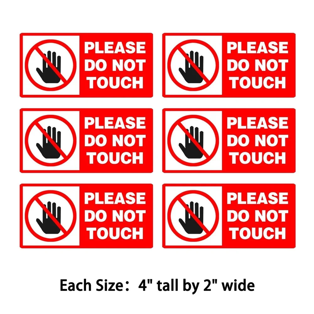 2x4 Inch Do Not Touch Warning Sign Label Stickers Decals 6 Pcs Per Pack Peaceful Pleasures Health and Wellness
