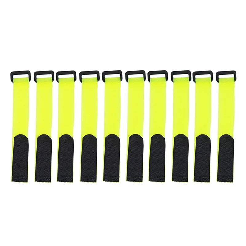 10PCS Reusable Fishing Rod Tie Holder Straps Adjustable Fastener Hook Loop Organizer for Tackle Box Accessories Peaceful Pleasures Health and Wellness yellow 10PCS