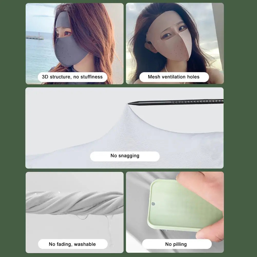 Women's Full Face UV Protection Mask, Breathable Ice Silk Sunscreen Cover for Outdoor Reusable Sunscreen Dustproof Mask Peaceful Pleasures Health and Wellness