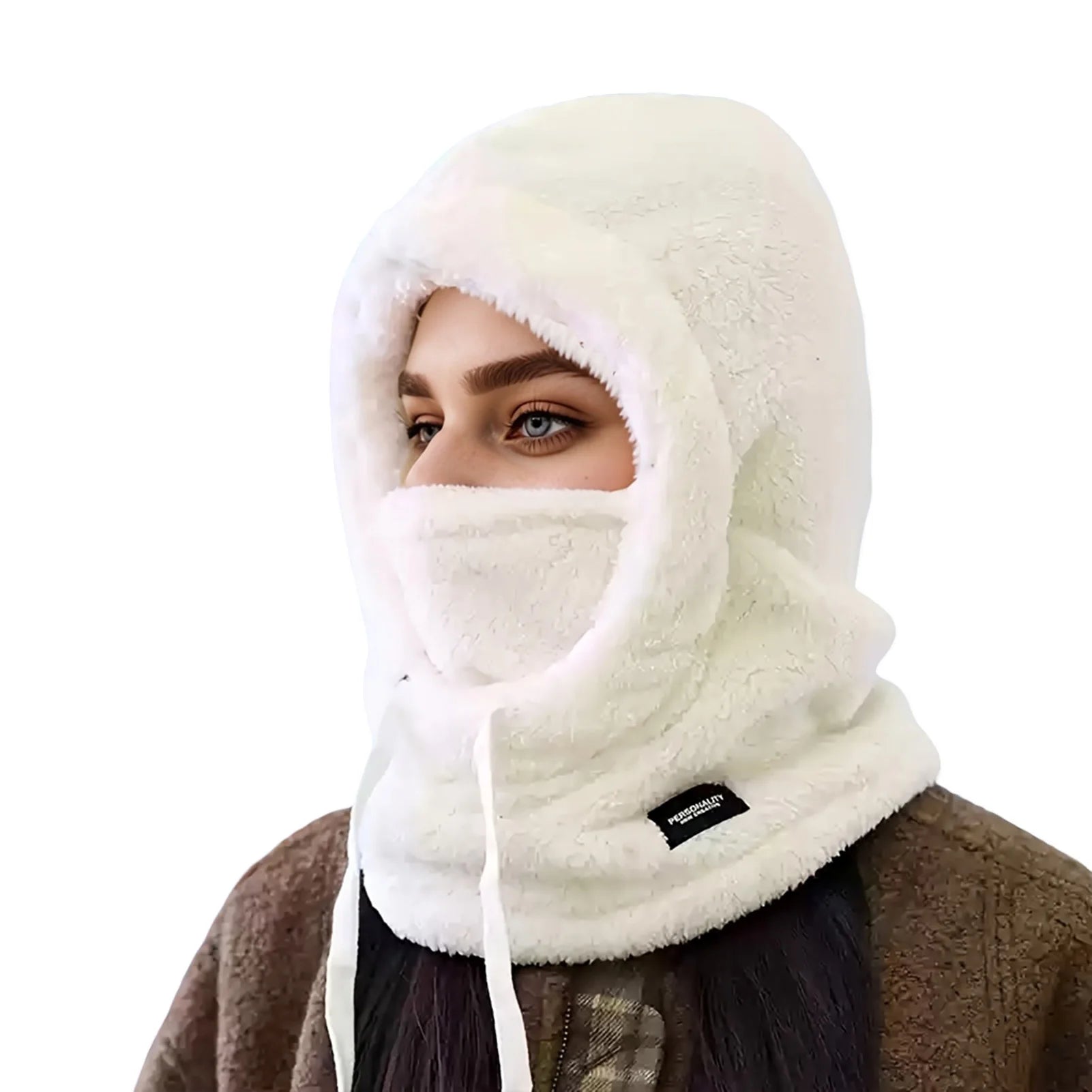 Windproof Ski Hooded Neck Warmer Windproof Outdoor Cold Weather Neck Warmer for Cycling Enthusiasts Gifts Peaceful Pleasures Health and Wellness Beige