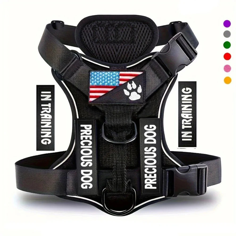 Reflective Service Dog Vest Harness with 5 Patches | Adjustable