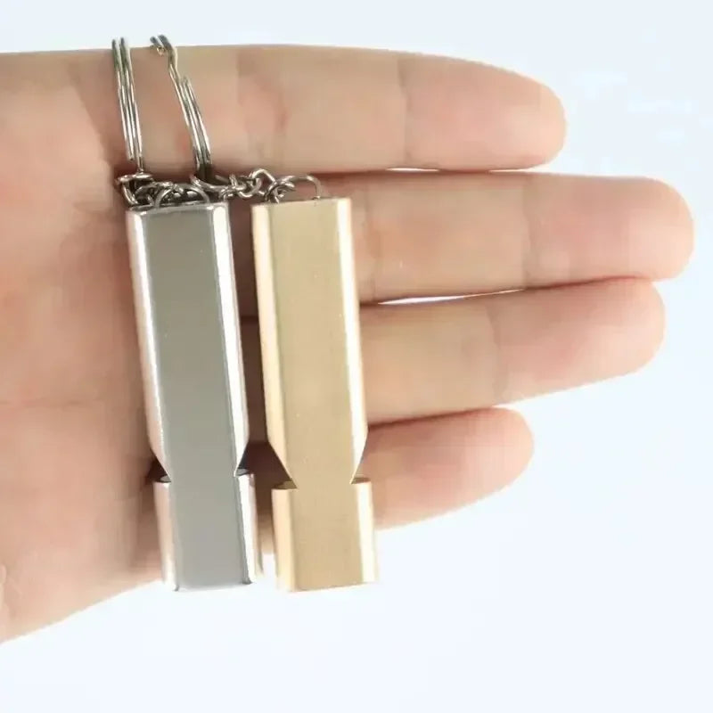 Whistle Flat Aluminum Alloy Dual Frequency Survival Double Tube Outdoor Survival Survival Whistle Equipment Equipped EDC Tool Peaceful Pleasures Health and Wellness