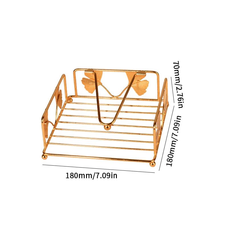 New Rustic Metal Napkin Holder Square Paper Organizer For Kitchen Home Restaurant Cafes - Tabletop Decorative Napkin Holder Peaceful Pleasures Health and Wellness Gold