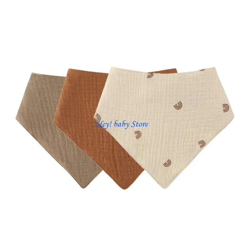 3-Pack Soft Cotton Baby Bibs | Triangle Drool & Burp Cloths