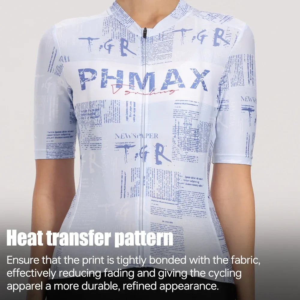PHMAX Women's Cycling Jersey Short Sleeve Quick Dry 3 Pockets
