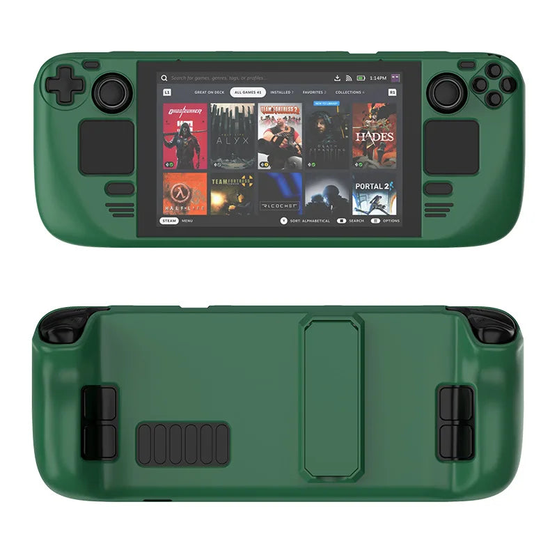 Suitable For Steam Deck Skin-Friendly Feel For Steam Deck Oled Colorful PC Protective Case With Stand Game Console Accessories Peaceful Pleasures Health and Wellness green