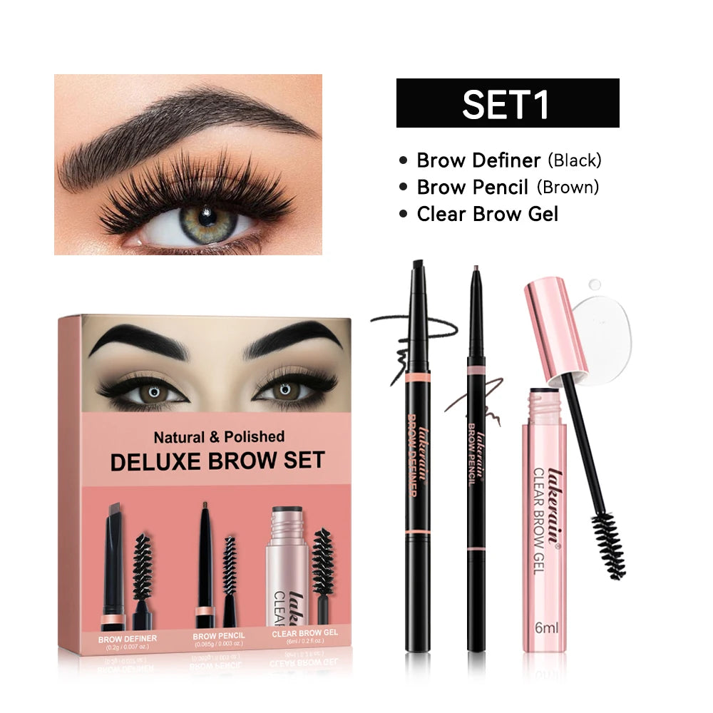 Lakerain 3-Piece Eyebrow Set – Pencil, Definer & Brow Gel Eyebrow Makeup Set Peaceful Pleasures Health and Wellness set1