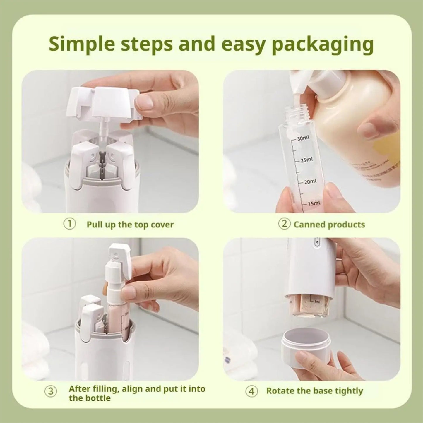 4-in-1 Leakproof Travel Dispenser Bottles Set with Labels