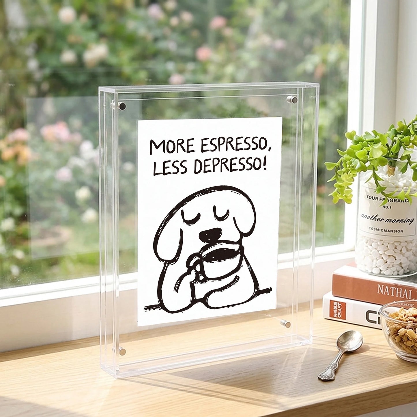 Acrylic Espresso Quote Photo Frame | Wall Decor Picture Frame