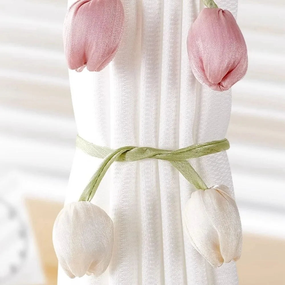 Tulip Curtain Tiebacks | Adjustable Cotton Tie Rope, Set of 2