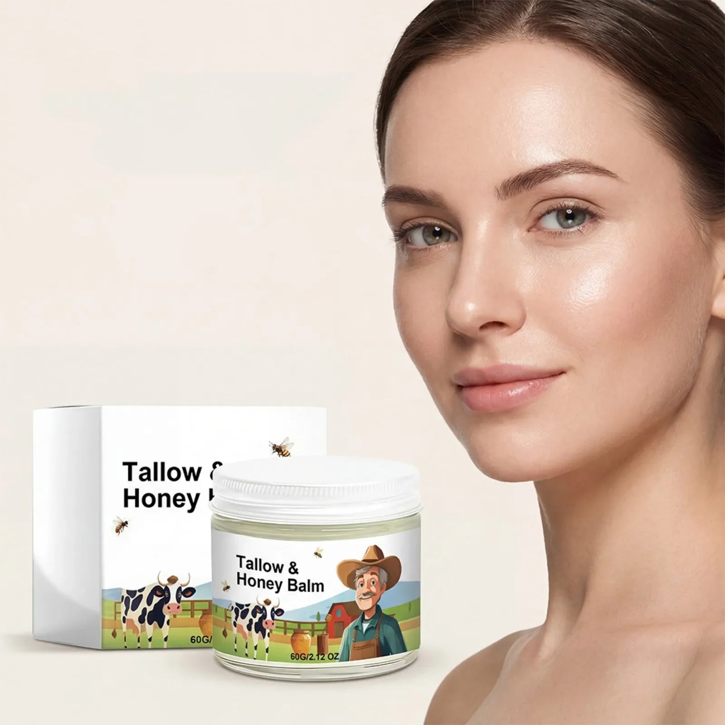 Beef Tallow Balm with Raw Honey – Face & Body Moisturizer