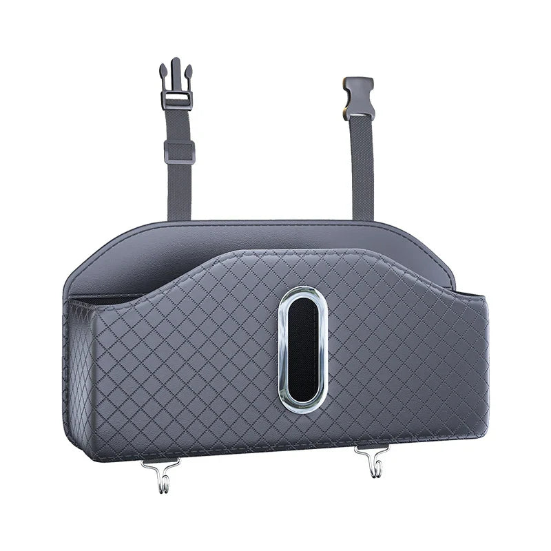 PU Leather Car Seat Back Organizer with Tissue Holder