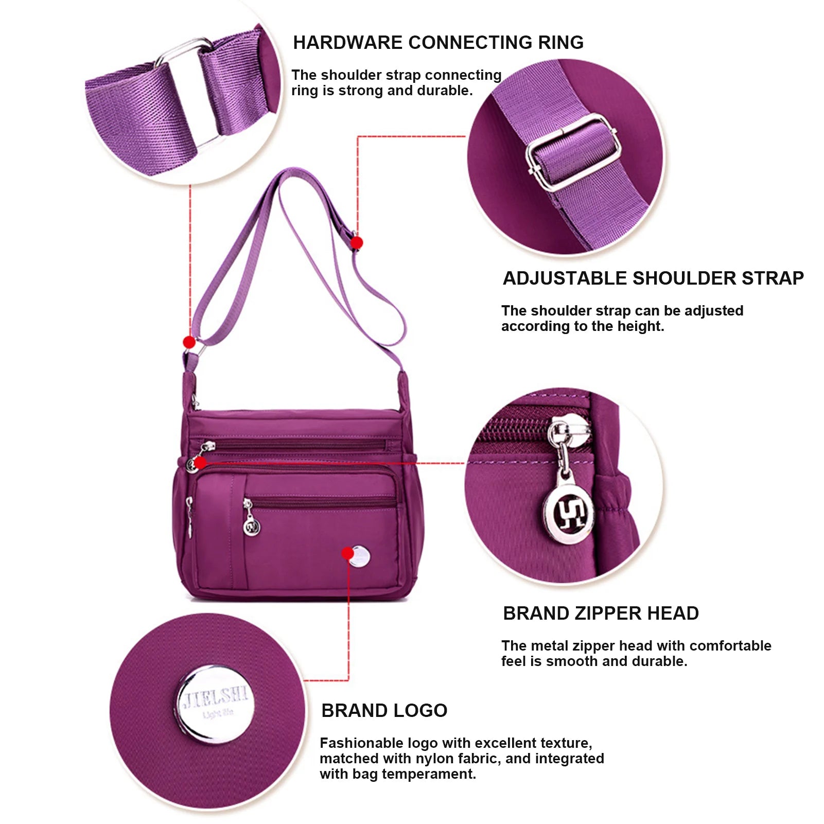 Women's Classic Crossbody bag with Smooth Zipper Bag for Going Out Shopping Peaceful Pleasures Health and Wellness