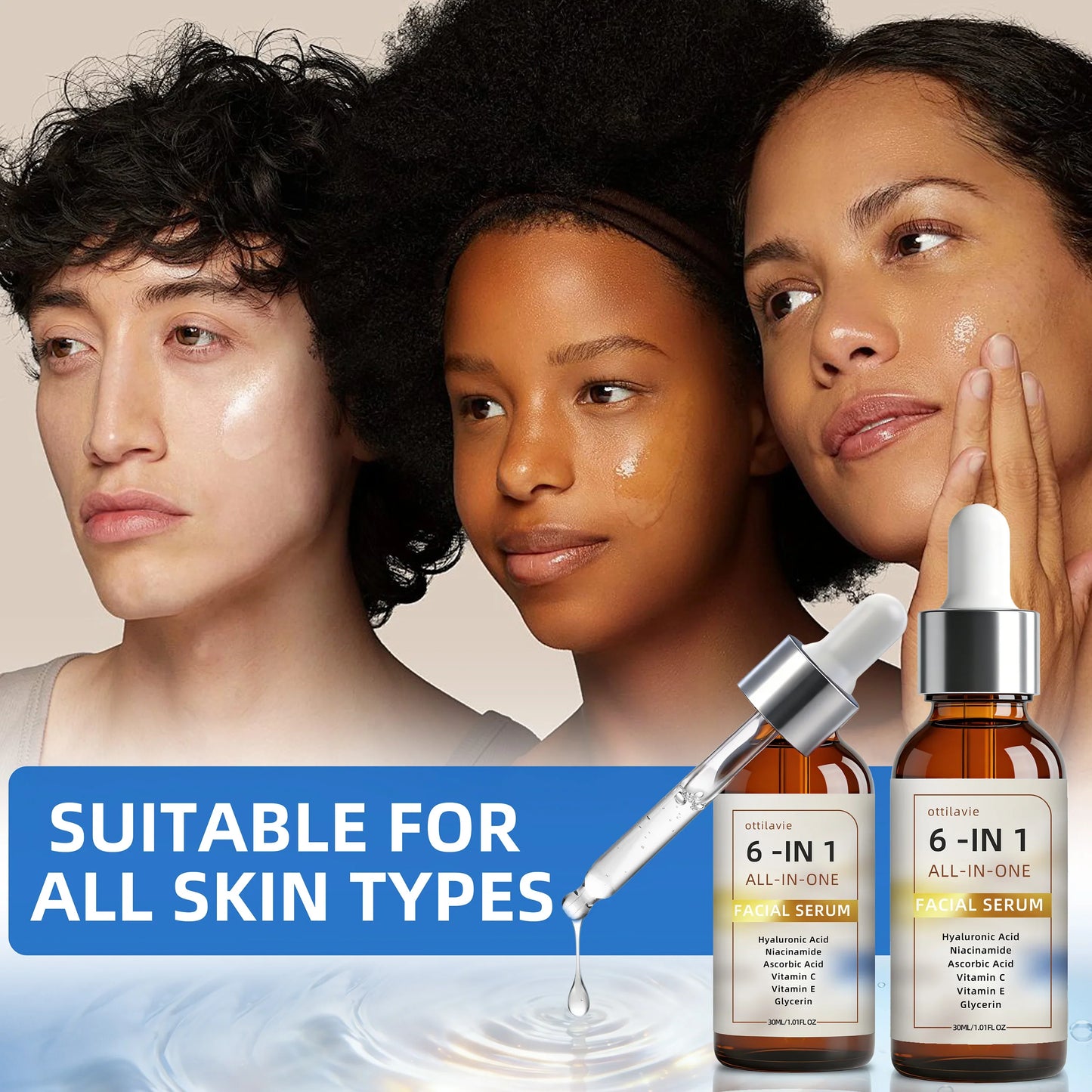 Ottilavie 6-in-1 Facial Serum 2pc – Hydrate, Firm & Even Tone
