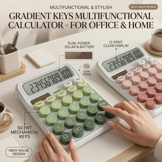Novel and aesthetically pleasing solar calculator with gradient button batteries, suitable for home, school, and office supplies Peaceful Pleasures Health and Wellness