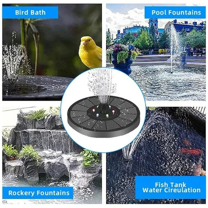 Solar Fountain Pump with LED Lights – Bird Bath & Garden