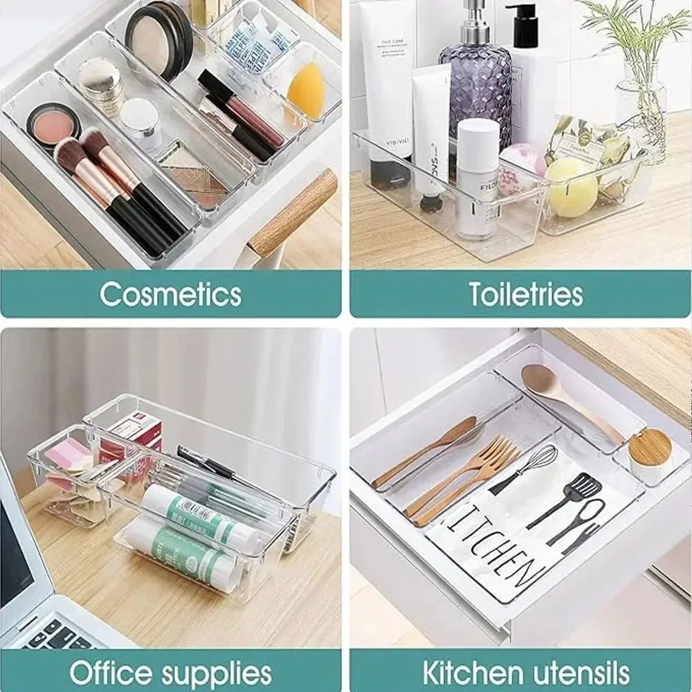 Durable S/M/L/XL/XXL Desktop Storage Box Transparent Sundries Sorting Storage Organizer Drawer Plastic Cosmetics Organizer Boxes Peaceful Pleasures Health and Wellness