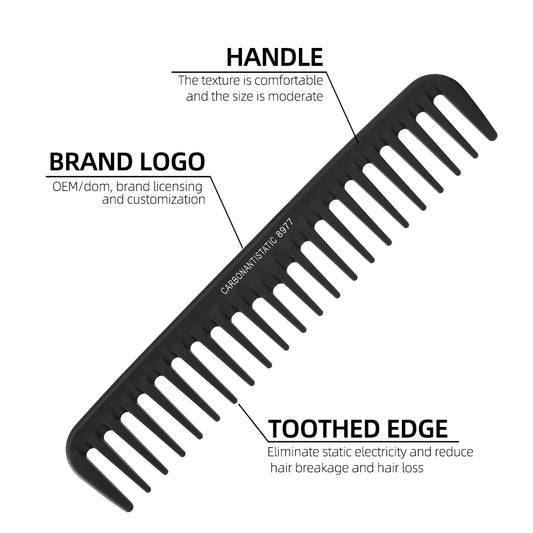 Salon-Grade Carbon Antistatic Comb Styling Tool For Zero-Frizz Straight & Curly Hair, Heat-Resistant, Lightweight, Gift Ready Peaceful Pleasures Health and Wellness