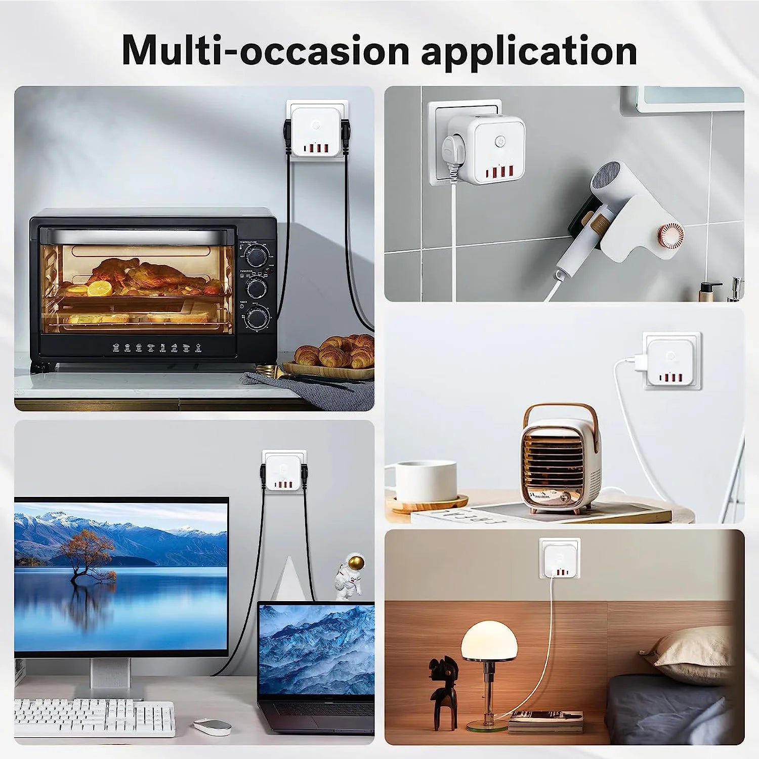 EU Wall Socket Extender with 3 AC Outlets 3 USB Ports And 1 Type C 7-in-1 EU Plug Charger On/Off Switch for Home Peaceful Pleasures Health and Wellness
