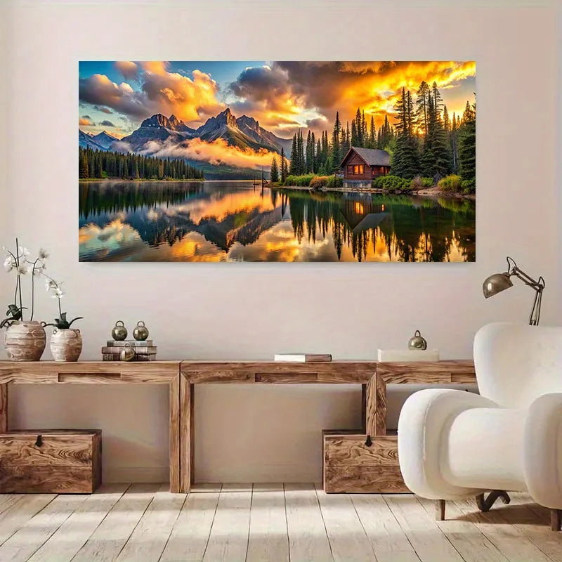 Modern Reflective Landscape Art Canvas Painting Art for Living Room Modern Canvas Poster for Bedroom Decoration Cuadros No Frame Peaceful Pleasures Health and Wellness