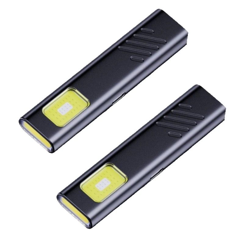 1/2Pcs Mini LED Flashlight Ultra Thin Portable Rechargeable Magnetic Waterproof Strobe for Outdoor Camping Travel Auto Repair Peaceful Pleasures Health and Wellness 2pcs