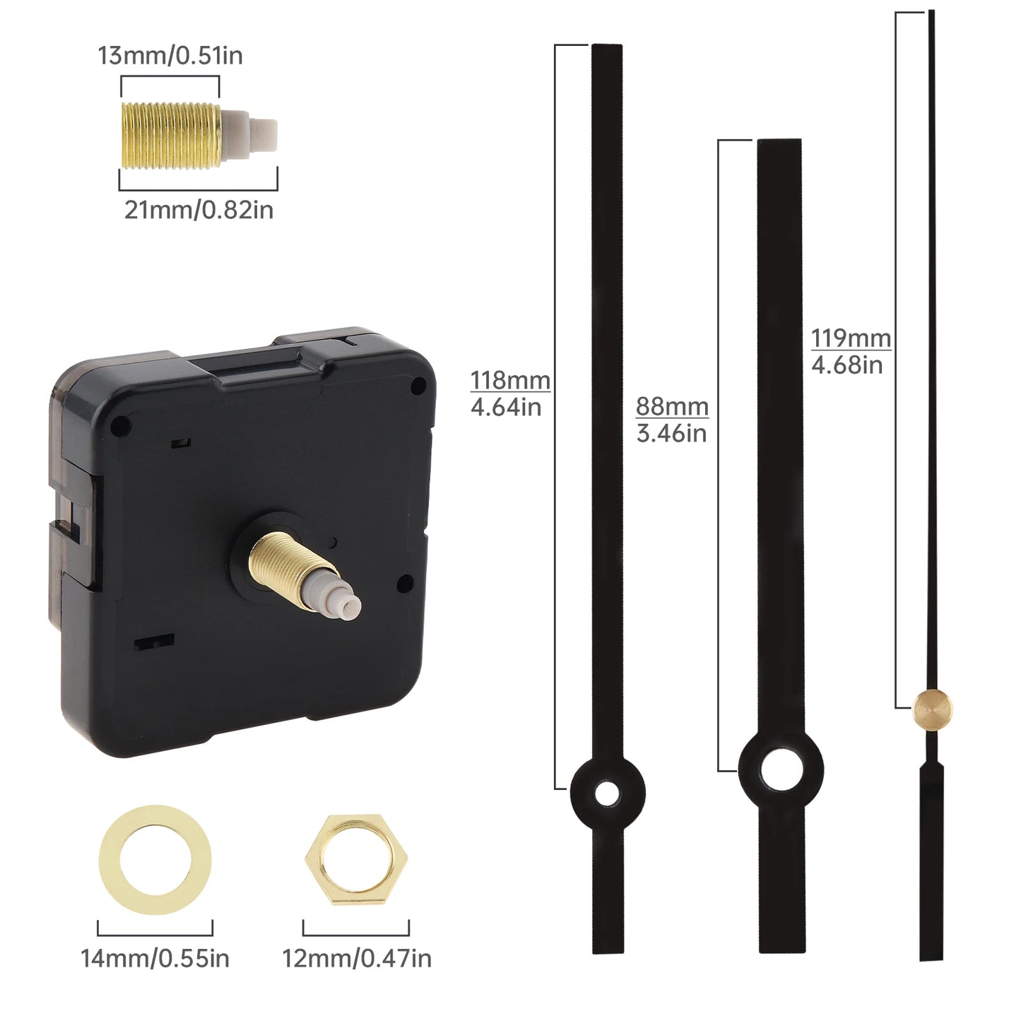 Quartz Battery Operated Silent Wall Clock Movement Mechanisms for DIY / Repair, Clock Parts Replacement Peaceful Pleasures Health and Wellness 21mm 3 Hand Pointers China Mainland