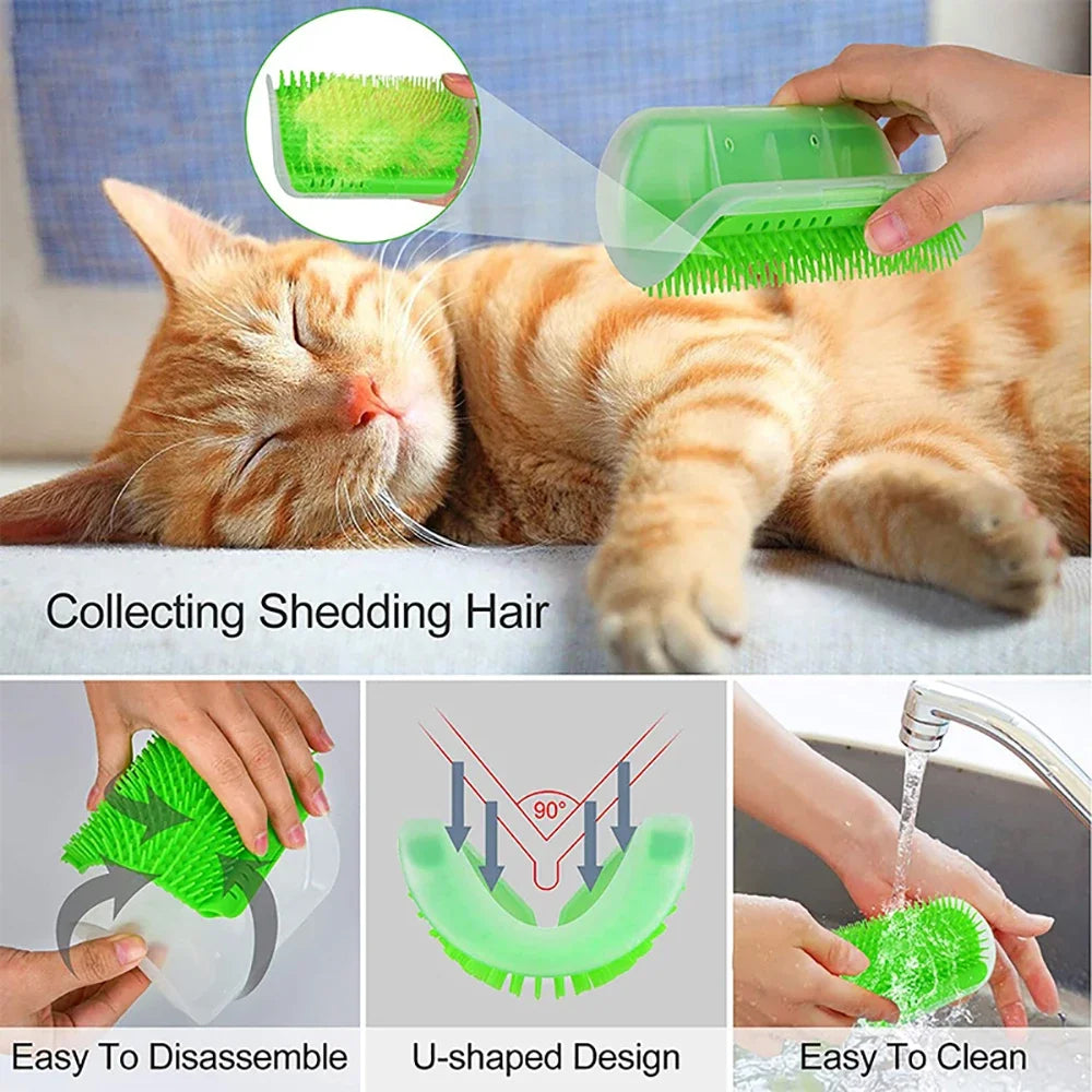 Cat Grooming Brush & Scratcher – Deshedding Comb for Cats & Dogs