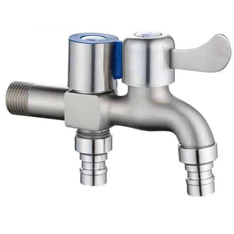 Stainless Steel Dual Outlet Faucet | 1/2" Wall Mount Two-Way Tap