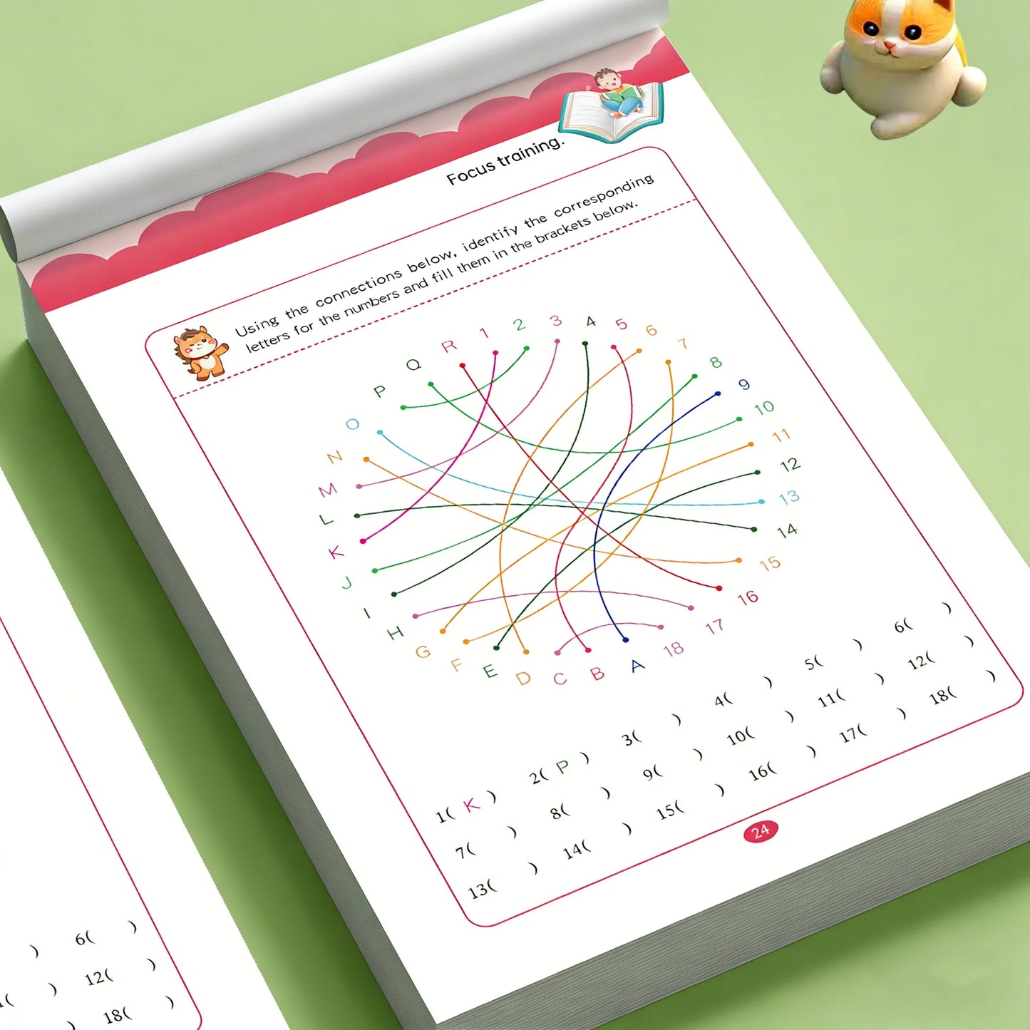 32 Pages Focus Skills Workbook Kids Concentration Training Activity