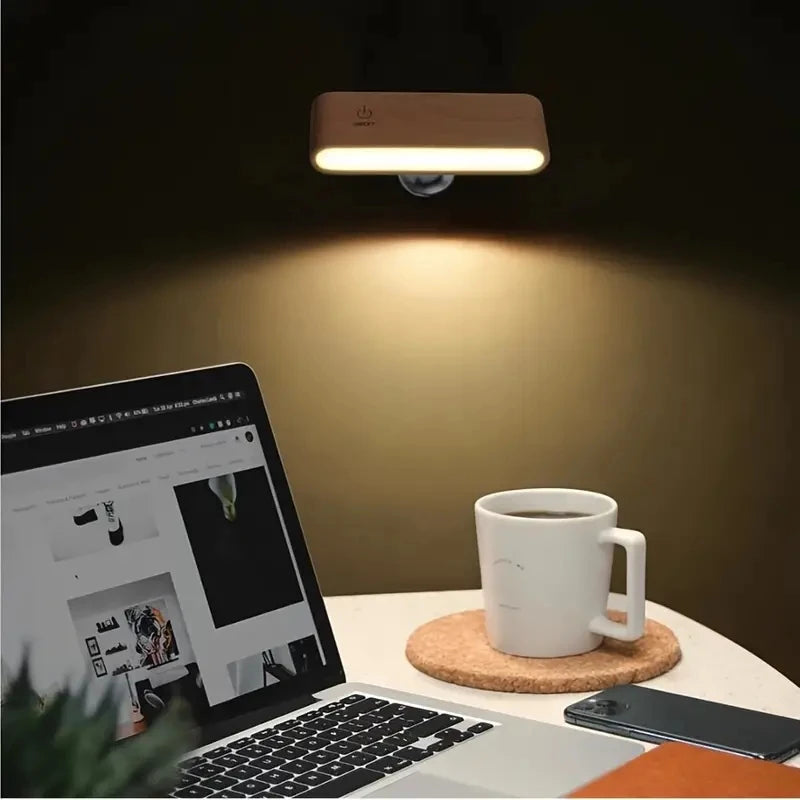LED No-Drill Wireless Wall Lamp | Modern Wood Bedside Light