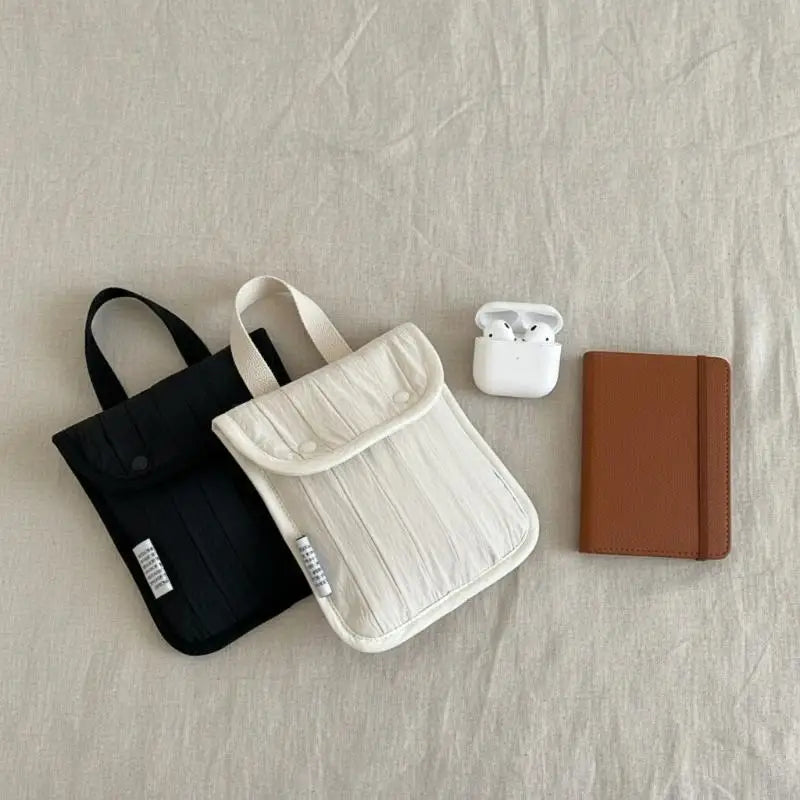 Quilted Nylon Mini Handbag – Snap Button Pouch for Women